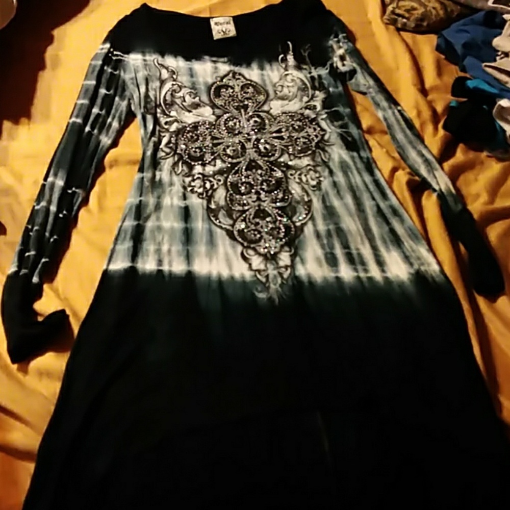 Bling Cross Black/Gray Hi/Low Dress